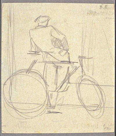 Disegni di Brancaleone Cugusi da Romana: studio per Ciclista