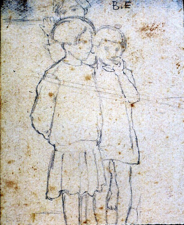 Disegni di Brancaleone Cugusi da Romana: studio per Tre bambine