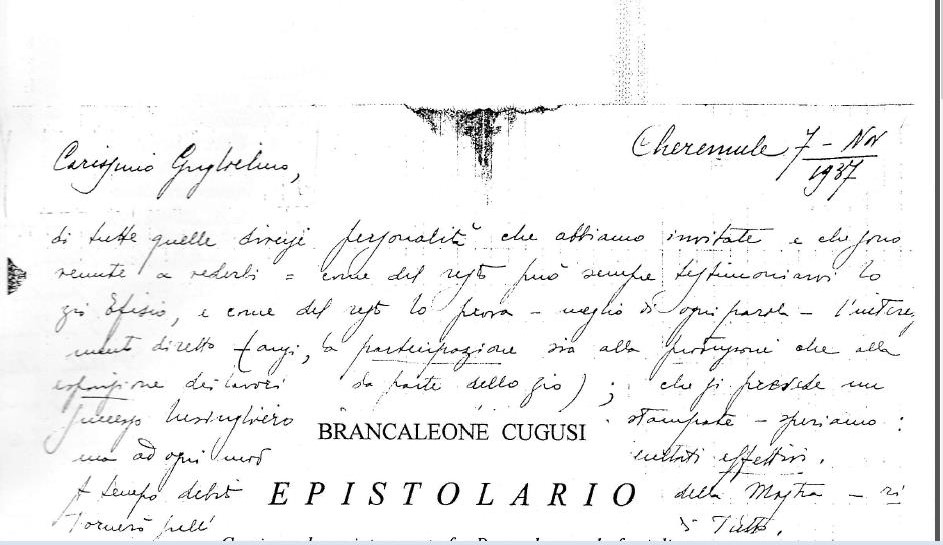 Brancaleone Cugusi, unpublished Epistolary, by Francesco Leone Cugusi
